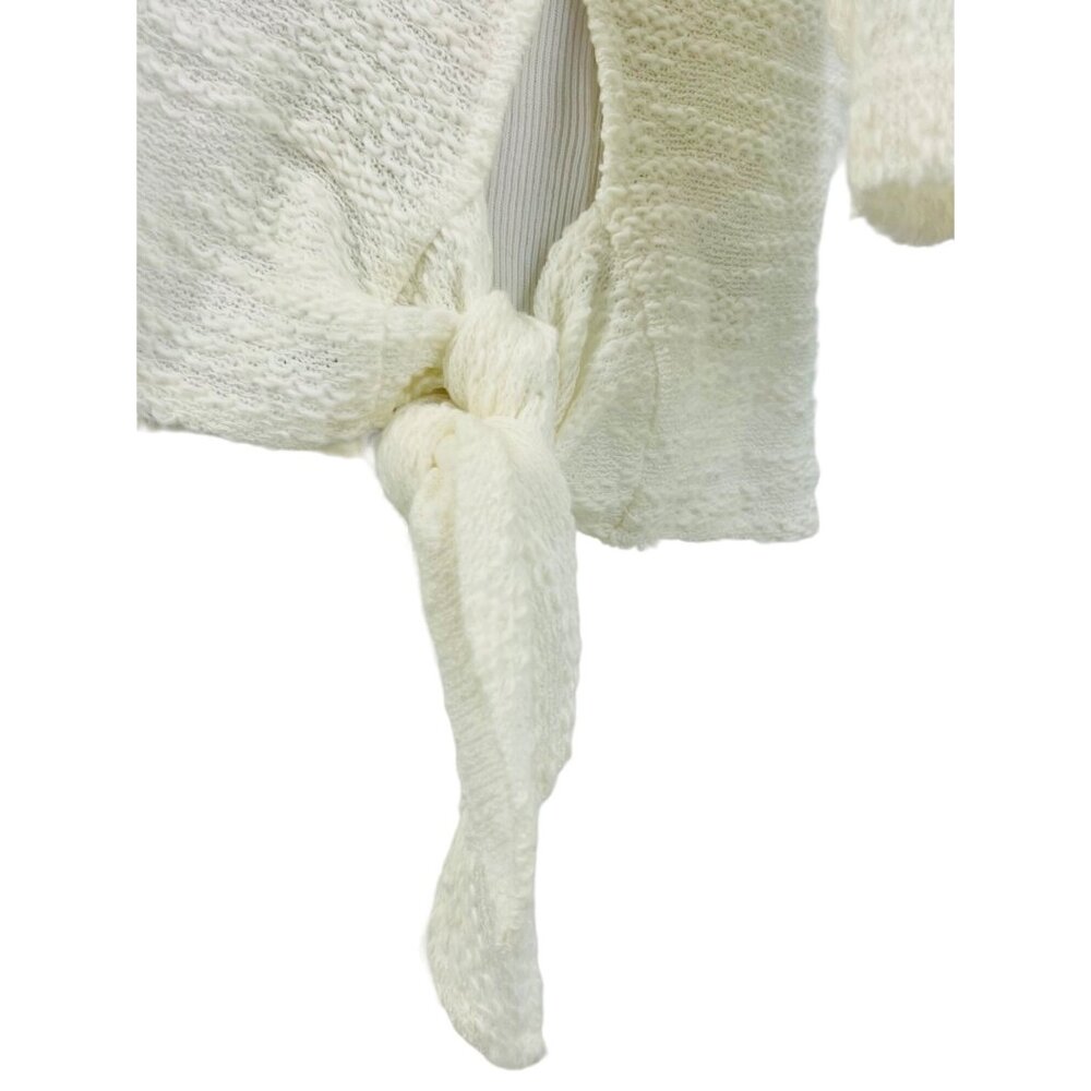 NWT Anthropologie Cream White Textured Side Tie Sweater | Coastal Grandmother M - Picture 3 of 9